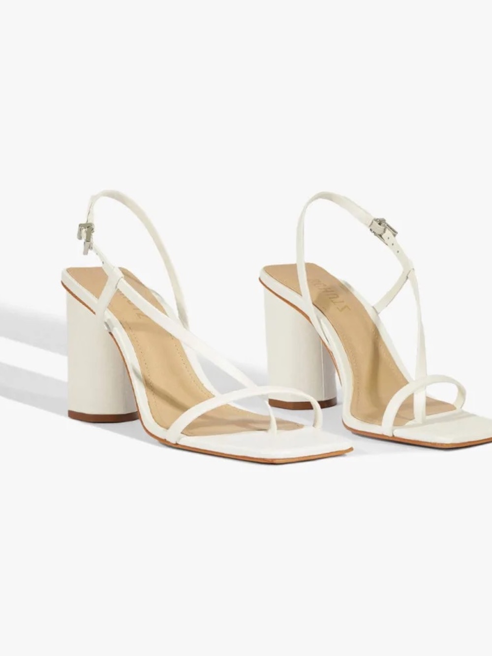 Schultz Heloise Mid Block White Slingback Sandals - Picture 12 of 16
